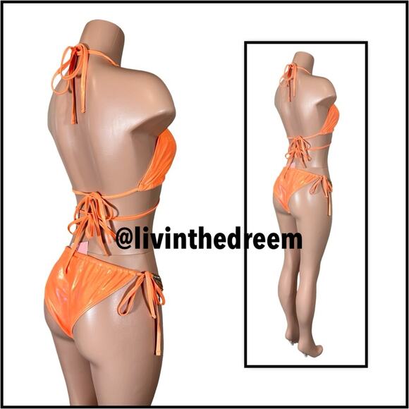 MODA MINX MAGIC IN MAKO WRAP TRIANGLE XL & RUCHED TIE SIDE BIKINI BOTTOMS L $79 - Picture 8 of 14